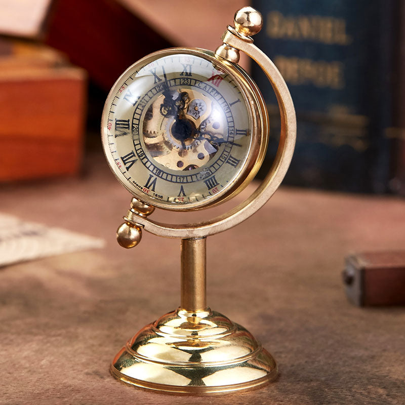 Mechanical Gold Spinning Globe Desk Clock - Image 2