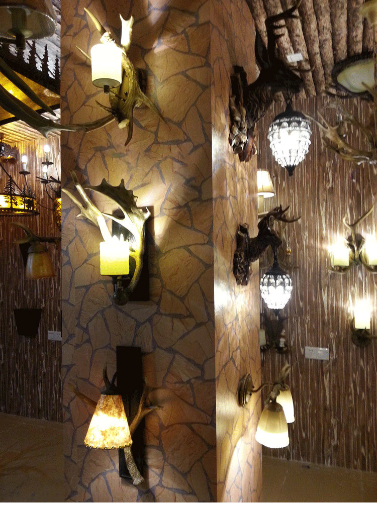 Antique Antler Wooden Wall Light - Image 5