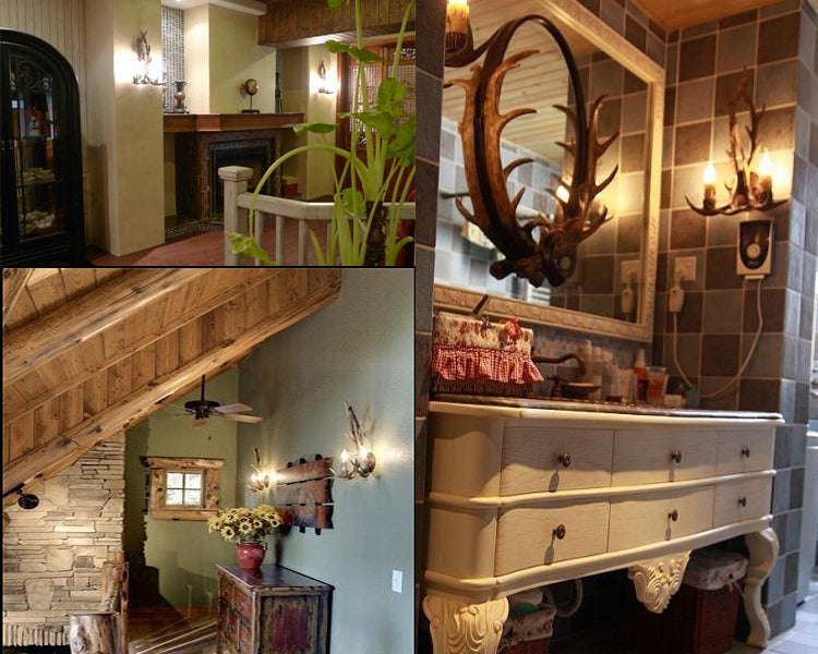 Antique Antler Wooden Wall Light - Image 3