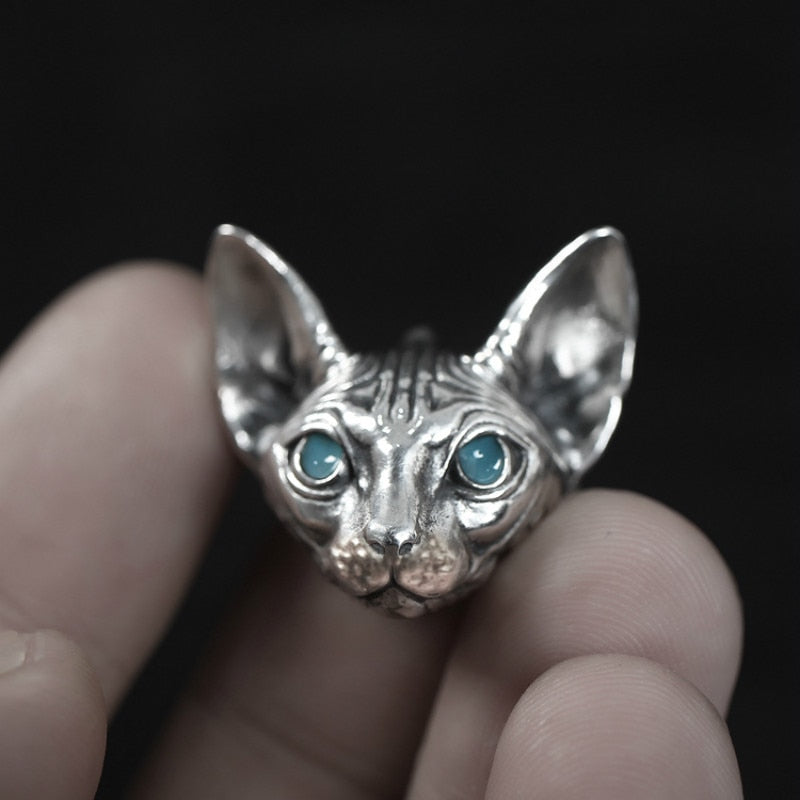 Vintage Silver Punk Cat Earrings - Image 3