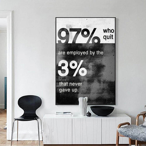 Never Gave Up Modern Black And White Motivational Poster - Image 0