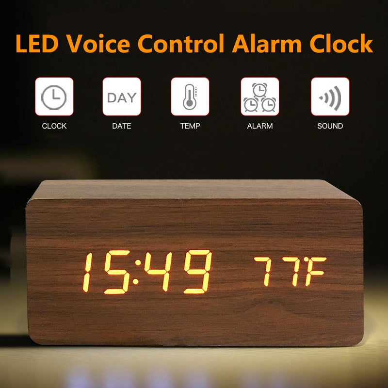 Nordic Digital Led Voice Control Alarm Clock - Image 1