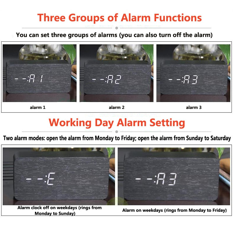 Nordic Digital Led Voice Control Alarm Clock - Image 22