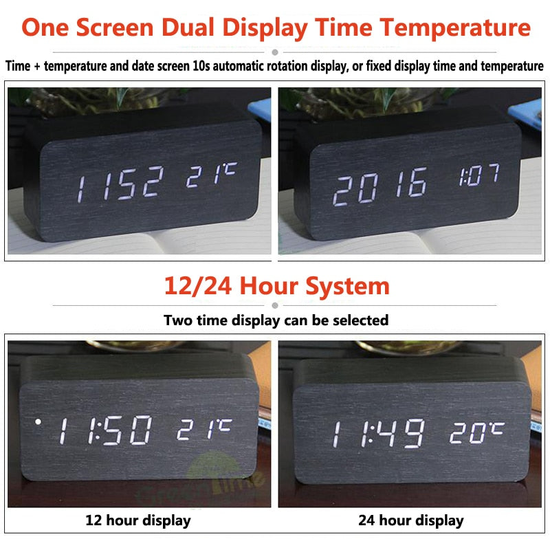 Nordic Digital Led Voice Control Alarm Clock - Image 11