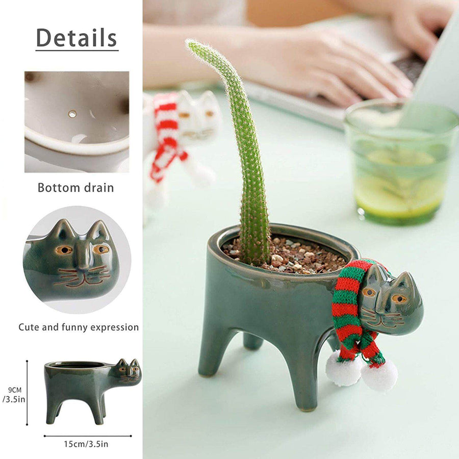 Lovely Ceramic Cat Plant Vase - Image 13