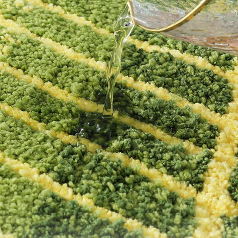 Pure Green Leaf Shape Home Rug - Image 5