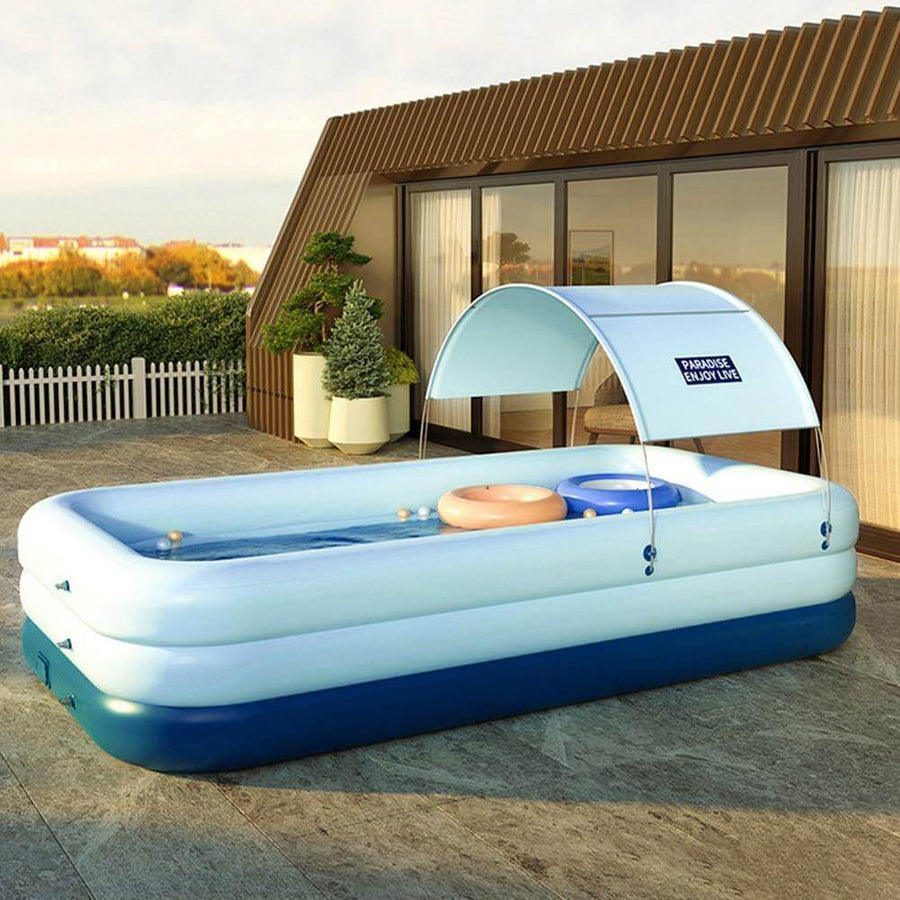 Rectangle Swimming Pool Self Inflatable with Sunshade - Image 2