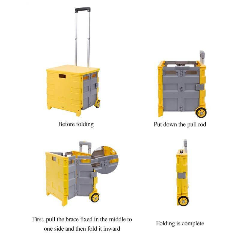 Foldable Portable Grocery Picnic Trolley Storage Cart Box - Image 3