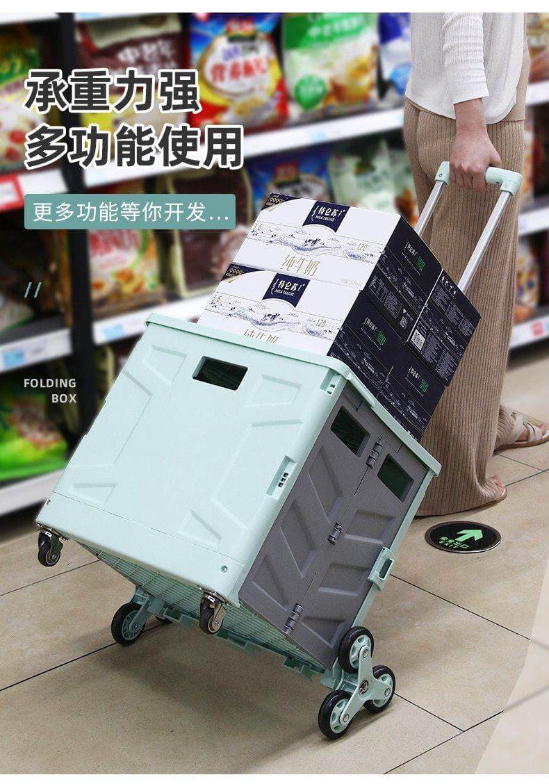 Foldable Portable Grocery Picnic Trolley Storage Cart Box - Image 1