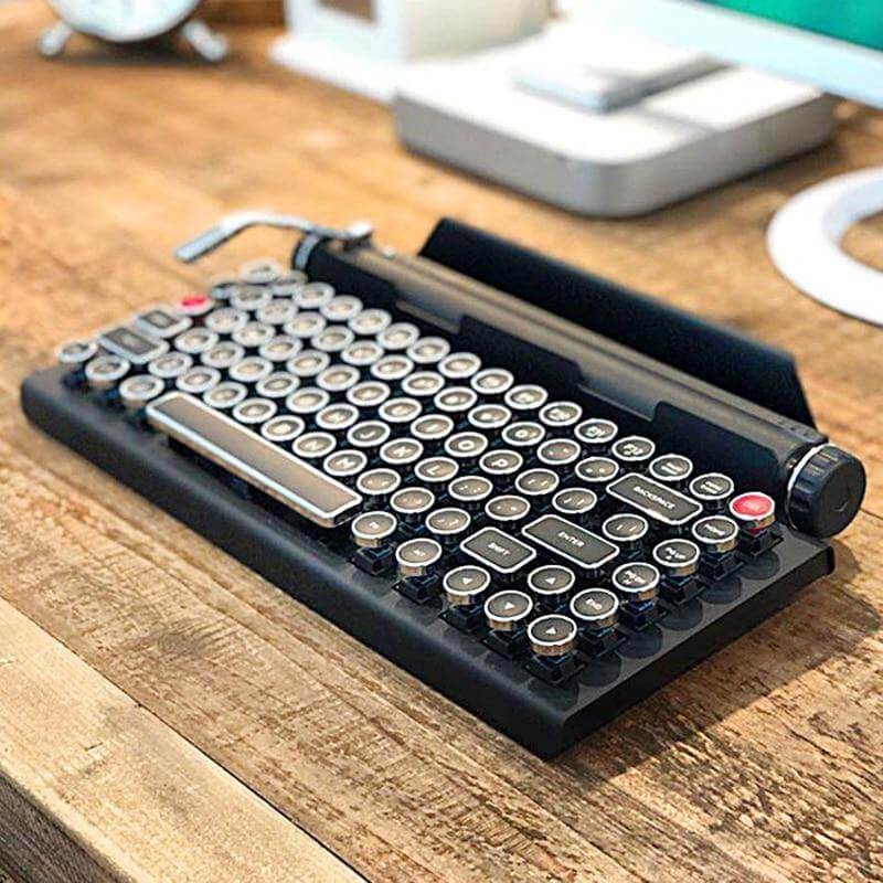 Typewriter Wireless Colorful Backlight Retro Keyboard - Image 1