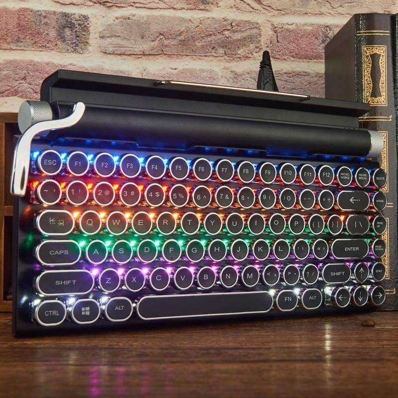 Typewriter Wireless Colorful Backlight Retro Keyboard - Image 0