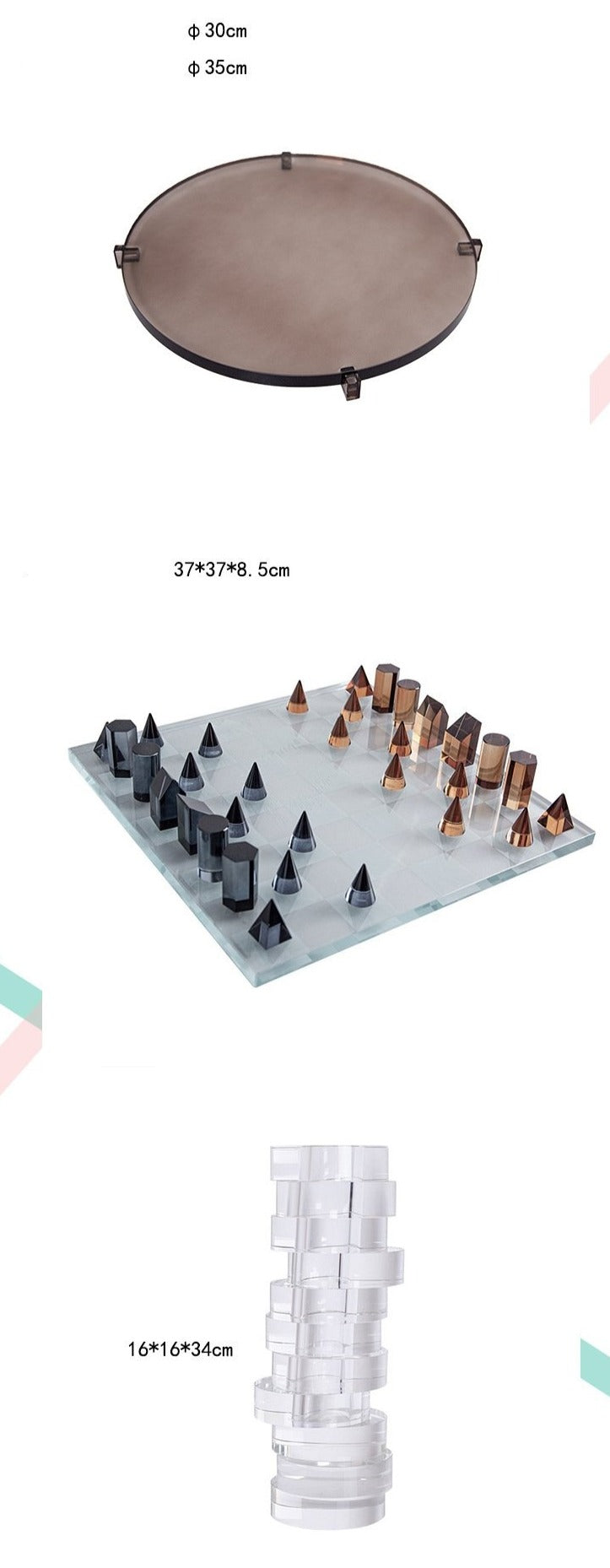 Modern Geometric Crystal Chess Board - Image 5