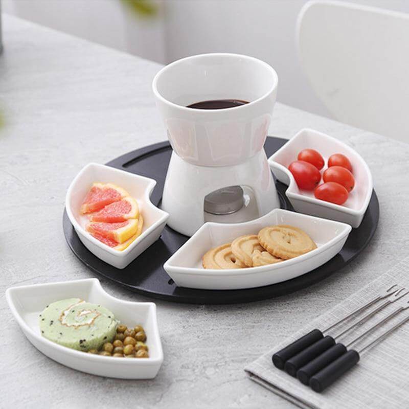 Handmade Ceramic Chocolate Fondue Pot Serving Set - Image 0