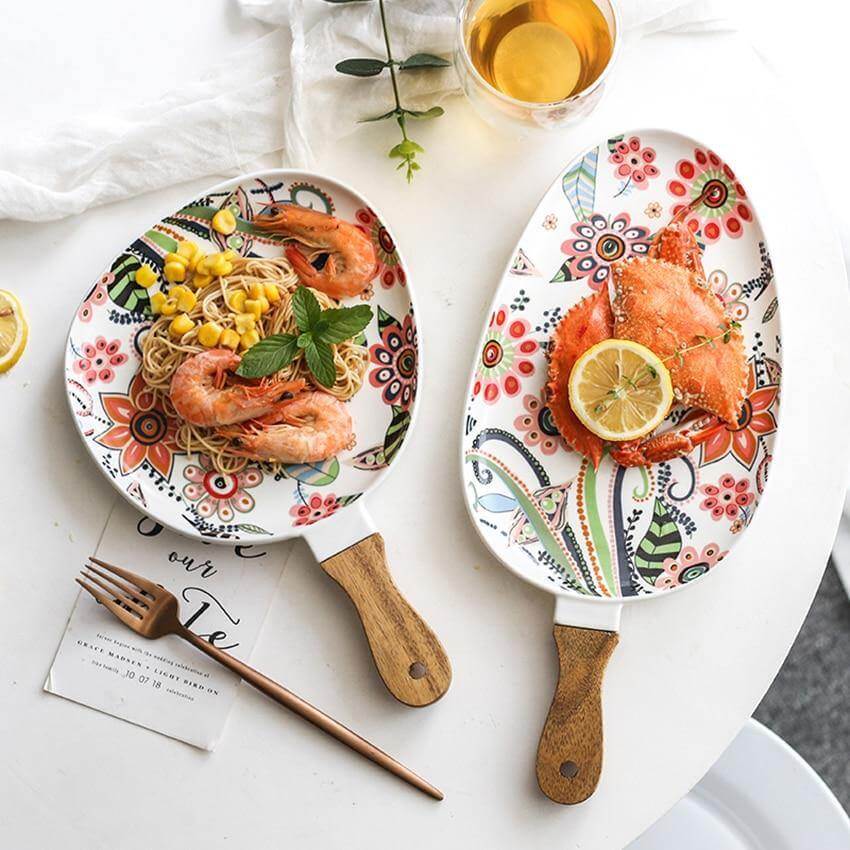 Colorful Ceramic Floral Pattern Serving Plate - Image 0