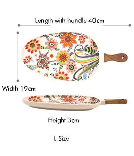 Colorful Ceramic Floral Pattern Serving Plate - Image 1