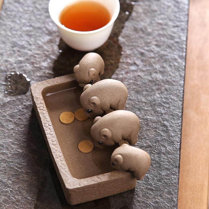 Four Little Pigs Tea Tray Kung Fu Decorative Ornaments - Image 2
