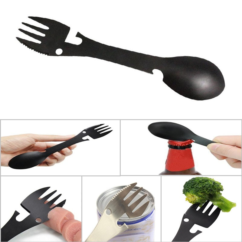 Stainless Steel Multifunctional Bottle Opener Spork - Image 0