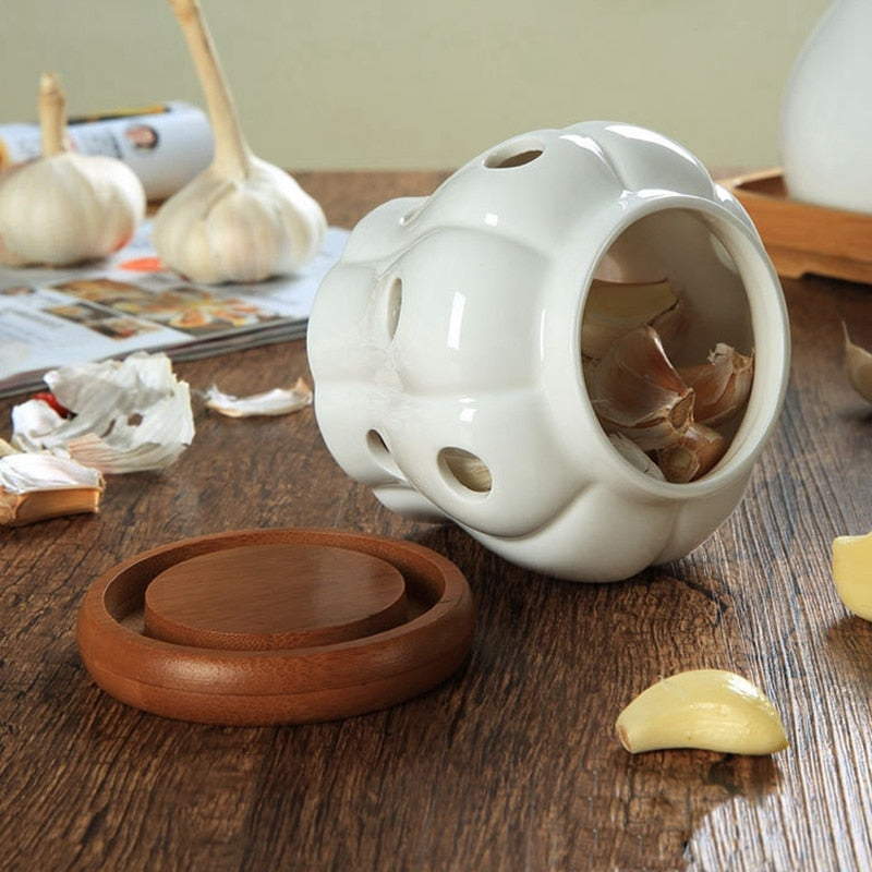 Creative Bamboo Lid Ceramic Storage Can - Image 2
