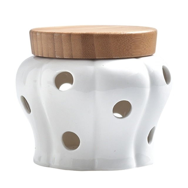Creative Bamboo Lid Ceramic Storage Can - Image 6