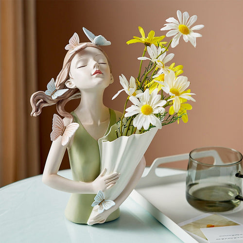 Butterfly Girl Resin Modern Vase - Image 0