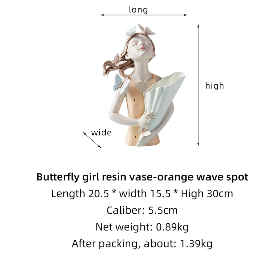Butterfly Girl Resin Modern Vase - Image 2