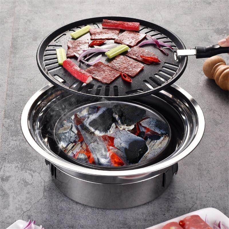 Portable Korean Style Stainless Steel Charcoal Camping Grill - Image 1