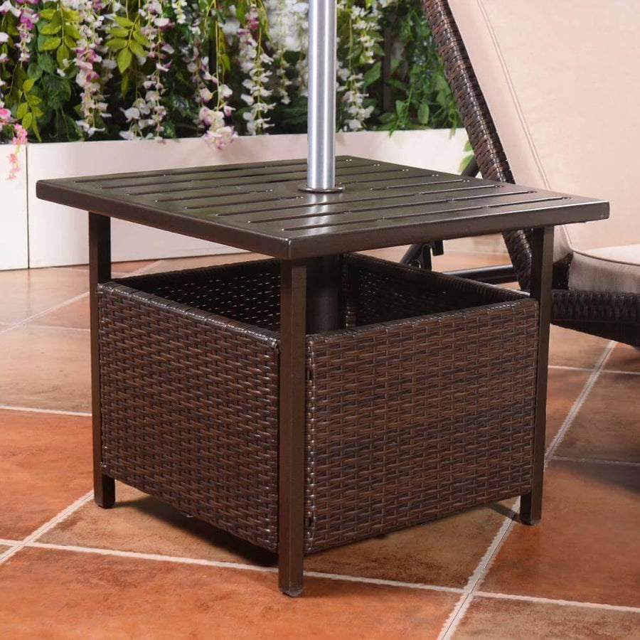 Brown Steel Side Table Outdoor Furniture - Image 1