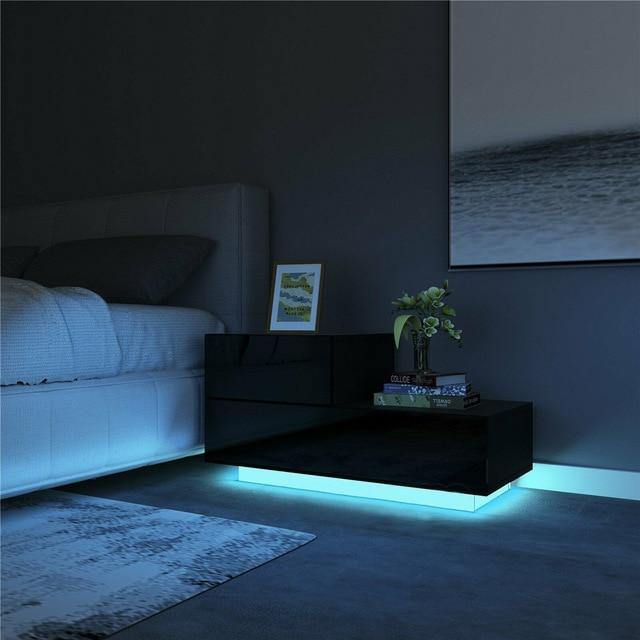 Modern Luxury LED Light Nightstand with Drawers - Image 7