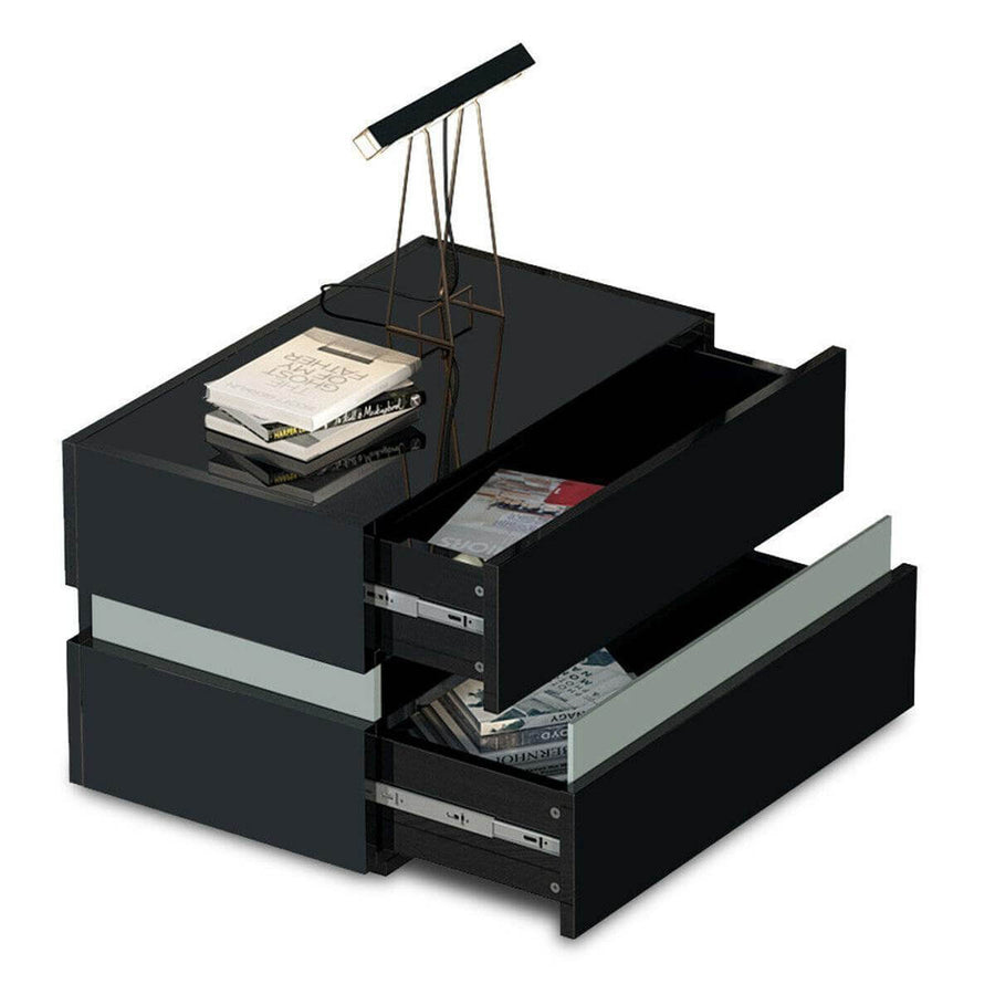 Modern Luxury LED Light Nightstand with Drawers - Image 2