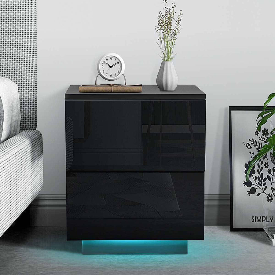 Modern Luxury LED Light Nightstand with Drawers - Image 9