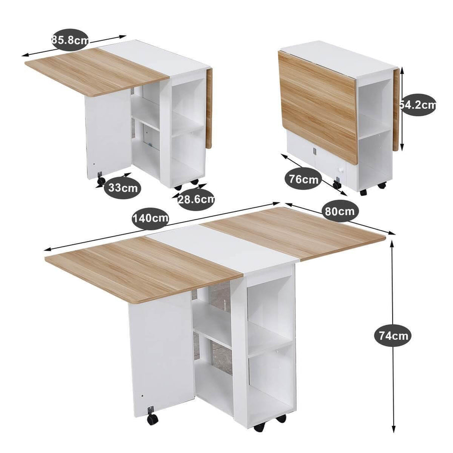 Modern Foldable Wheeled Dining Table Set - Image 4