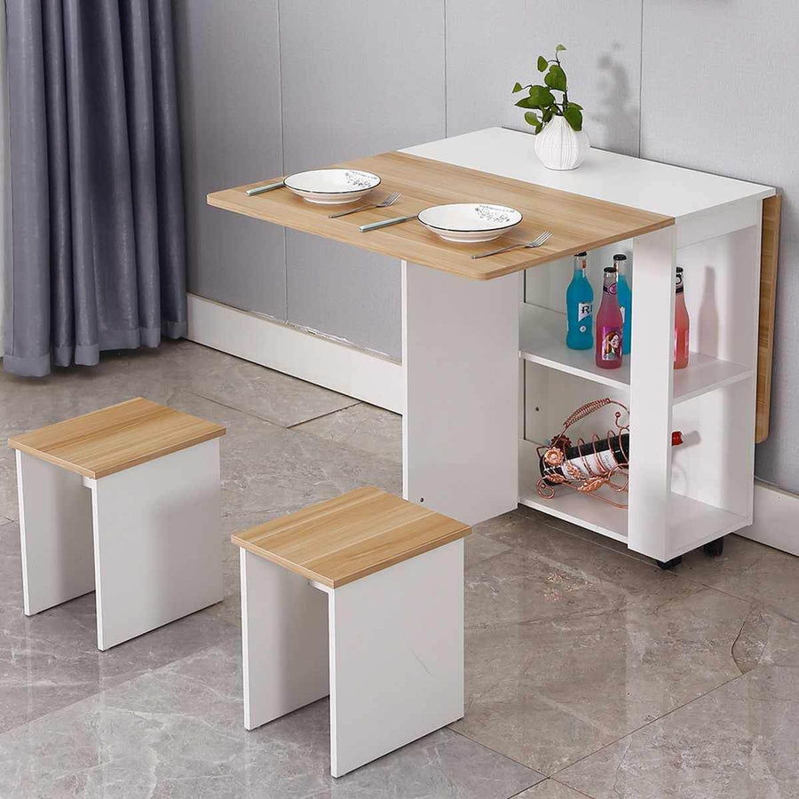 Modern Foldable Wheeled Dining Table Set - Image 1