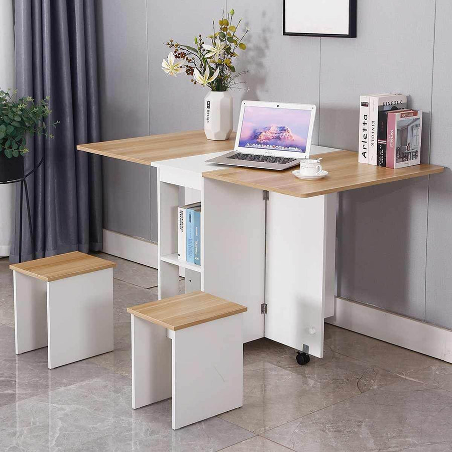 Modern Foldable Wheeled Dining Table Set - Image 3