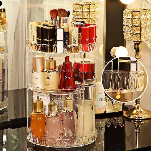 360 Degree Rotation Cosmetic MakeUp Cologne Organizer Box - Image 3