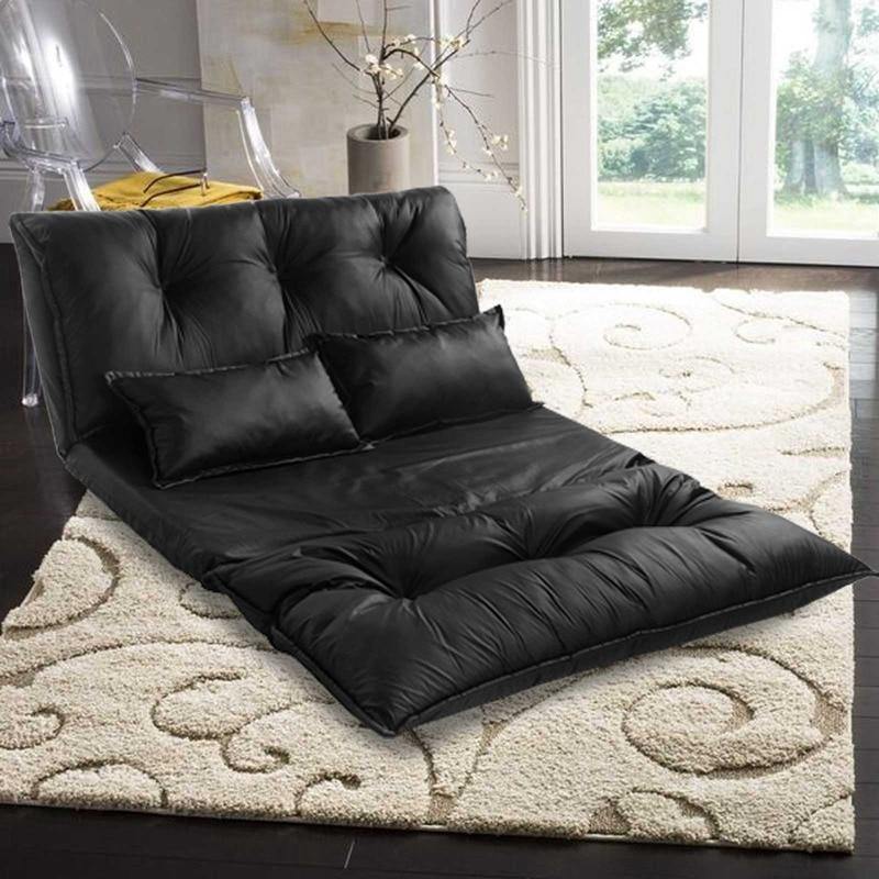 Modern Foldable PU Leather Leisure Floor Sofa Bed with 2 Pillows - Image 7