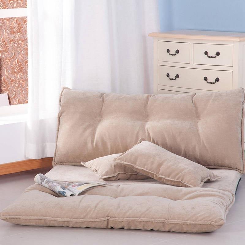 Modern Foldable PU Leather Leisure Floor Sofa Bed with 2 Pillows - Image 14