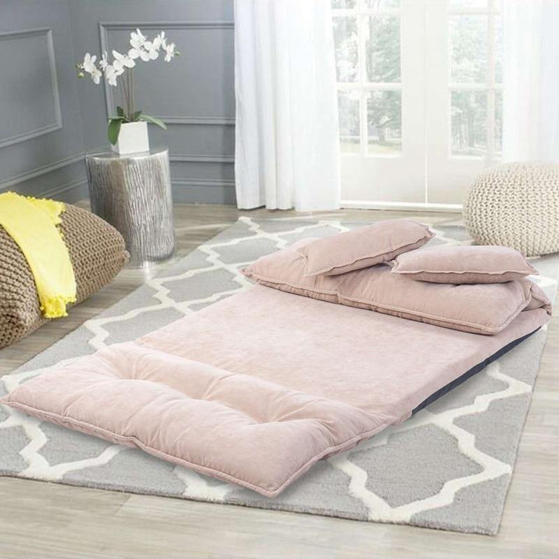 Modern Foldable PU Leather Leisure Floor Sofa Bed with 2 Pillows - Image 4