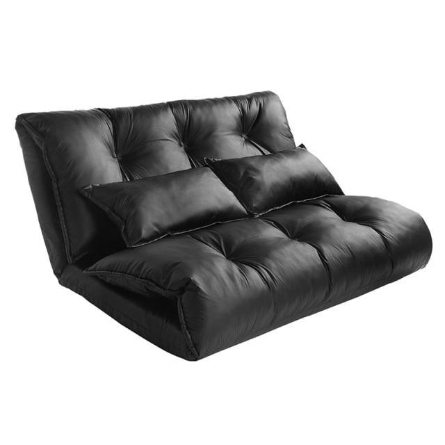 Modern Foldable PU Leather Leisure Floor Sofa Bed with 2 Pillows - Image 6
