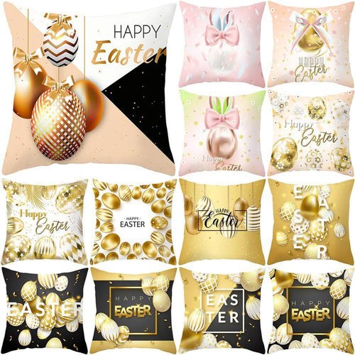 Bunny Easter Eggs Cotton Pillowcase - Image 0