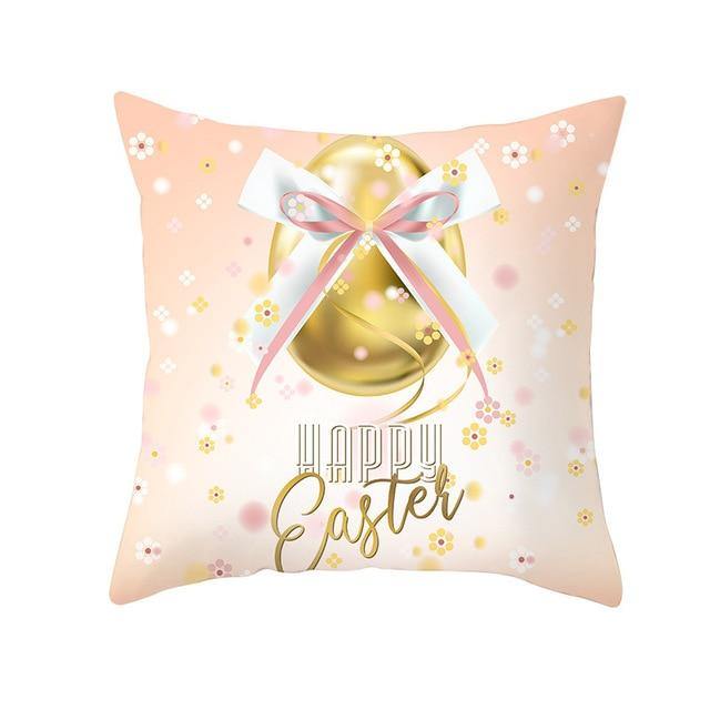 Bunny Easter Eggs Cotton Pillowcase - Image 1