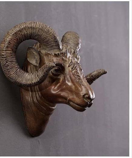 Modern Pure Handmade Hanging Moose and Sheep Head Decoration - Image 8
