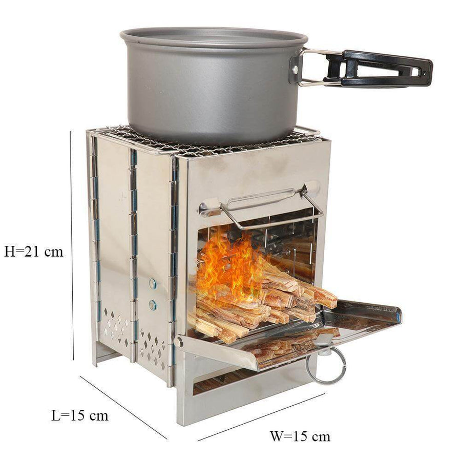 Outdoor Foldable Camping Stainless Steel Mini Charcoal Grill - Image 1