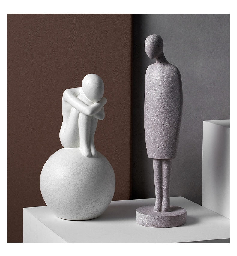 Nordic Abstract Thinker Resin Statue Sculpture - Image 20