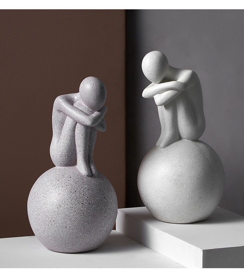 Nordic Abstract Thinker Resin Statue Sculpture - Image 14