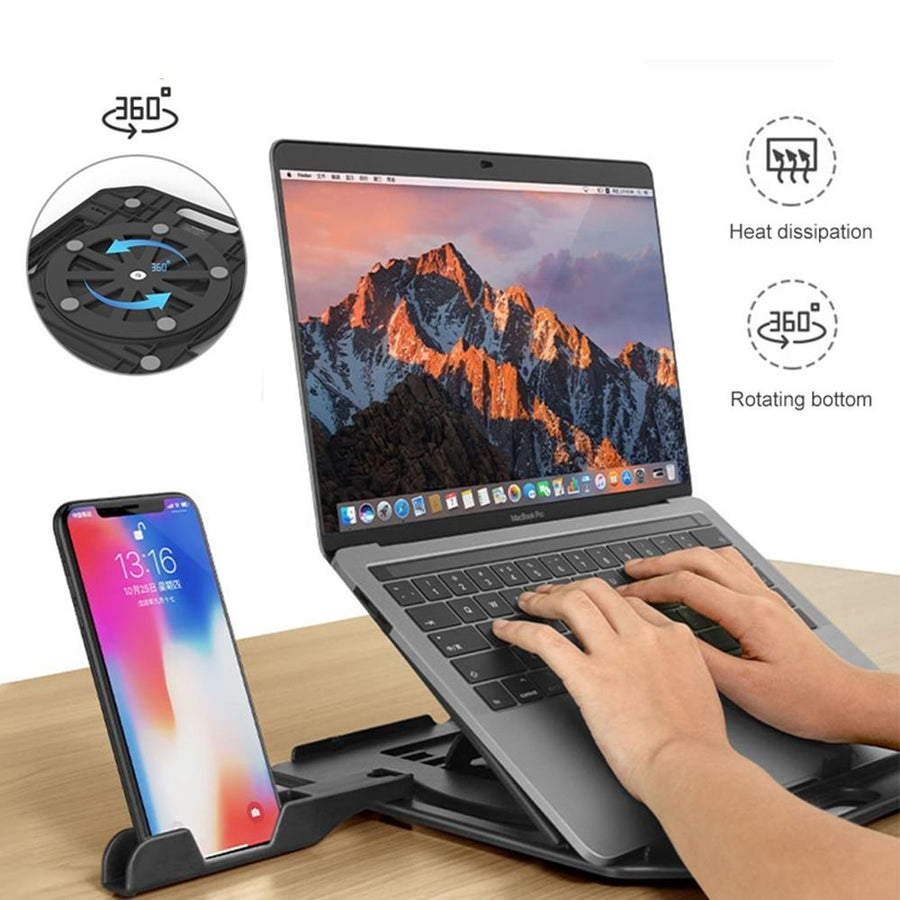 360 Rotating Laptop Stand with Phone Holder - Image 0
