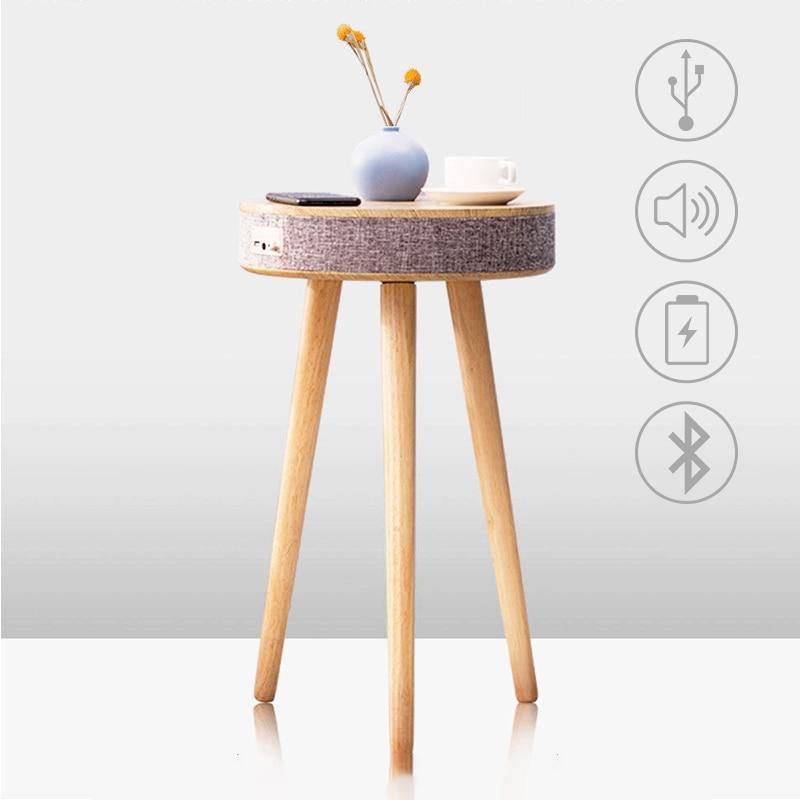 Smart Wooden Bluetooth Speaker Wireless Charging Coffee Side Table - Image 0