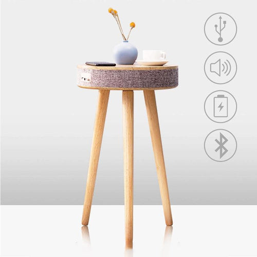 Smart Wooden Bluetooth Speaker Wireless Charging Coffee Side Table - Image 0