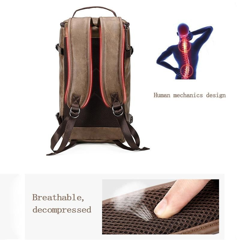 Leather Simple Style Vintage Men's Backpack - Image 8