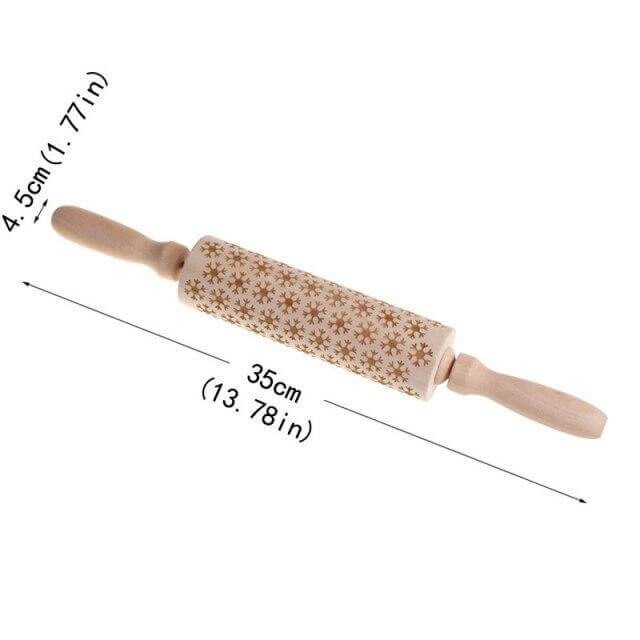 Snowflake Wooden Baking Cookies Roller - Image 3