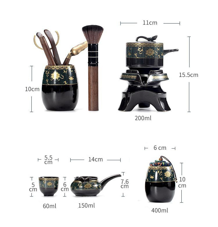 Vintage Chinese Style Unique Ceramic Tea Set - Image 7